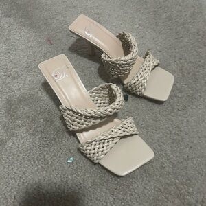 Elegant Cream Braided Women's Heels